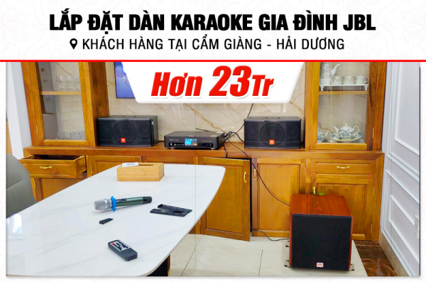 Lắp đặt dàn karaoke JBL hơn 23tr cho khách hàng tại Hải Dương (JBL CV1852T, BKSound DKA 6500, SW512C)