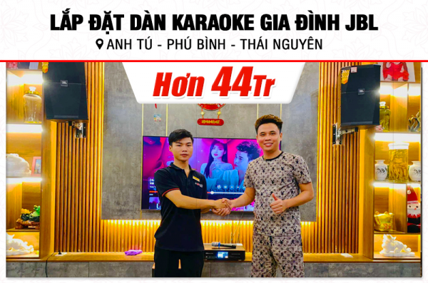 Lắp đặt dàn karaoke JBL hơn 44tr cho anh Tú tại Thái Nguyên (JBL XS12, BKSound DKA 8500, SW612B) 