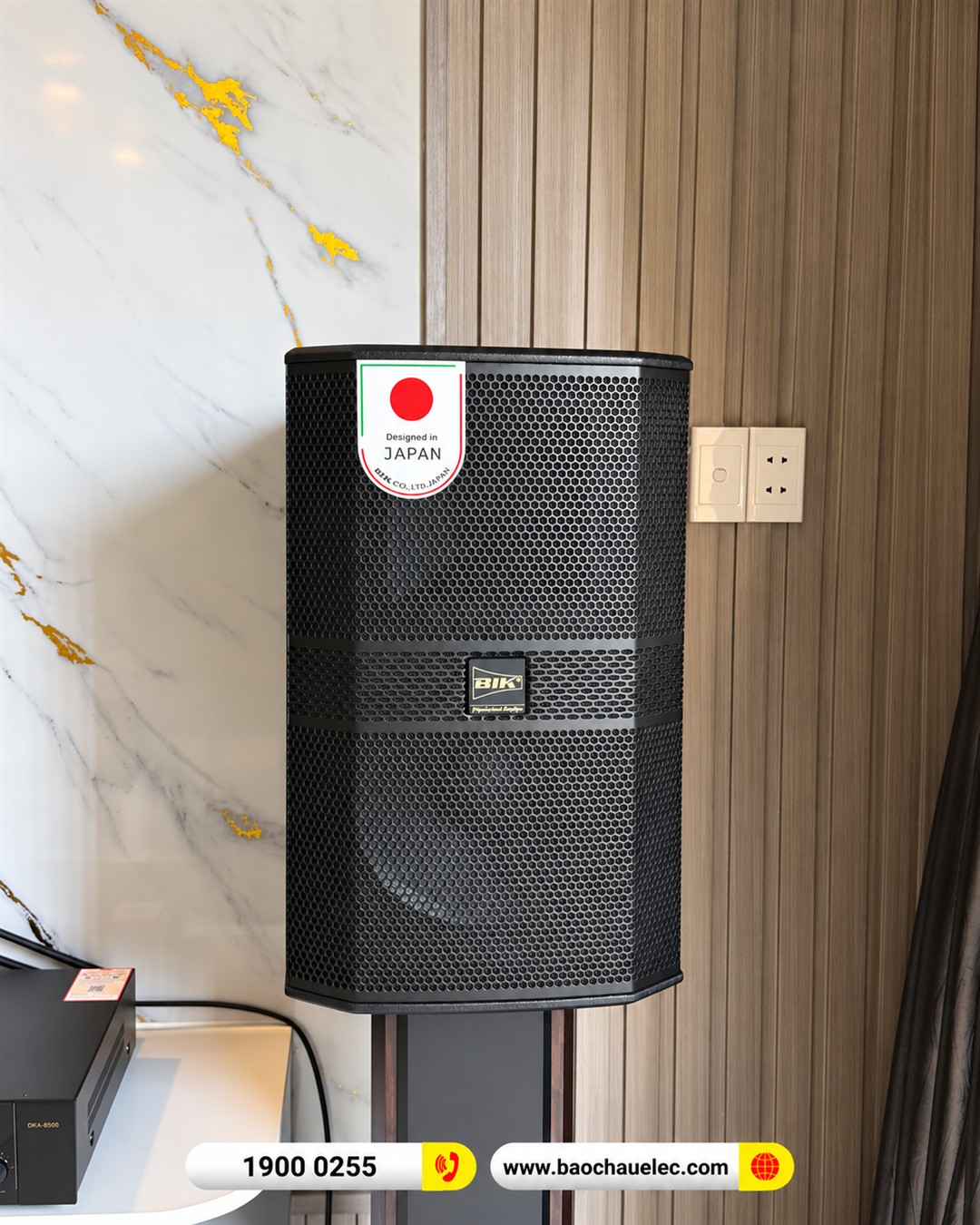 Loa BIK BBK-S312 v&agrave; vị tr&iacute; lắp tr&ecirc;n ch&acirc;n BIK LH-PS80