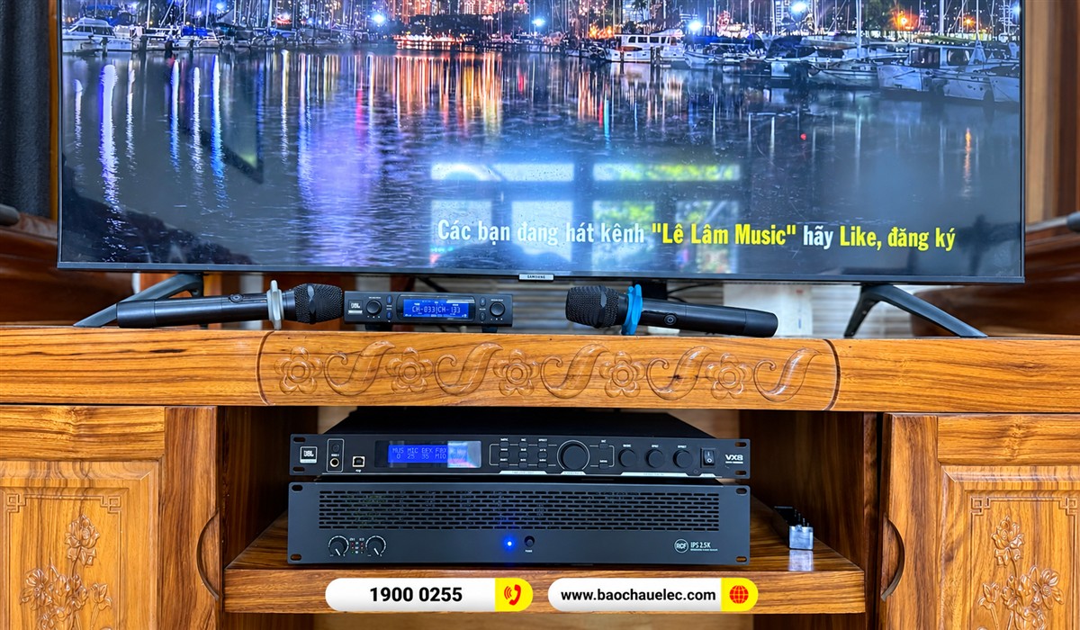 Cục đẩy RCF IPS 2.5K phối gh&eacute;p c&ugrave;ng thiết bị xử l&yacute; v&agrave; micro tại c&ocirc;ng tr&igrave;nh chị Th&ecirc;u