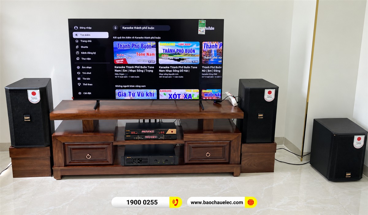 G&oacute;c nh&igrave;n to&agrave;n bộ loa BIK v&agrave; kệ thiết bị sau lắp đặt
