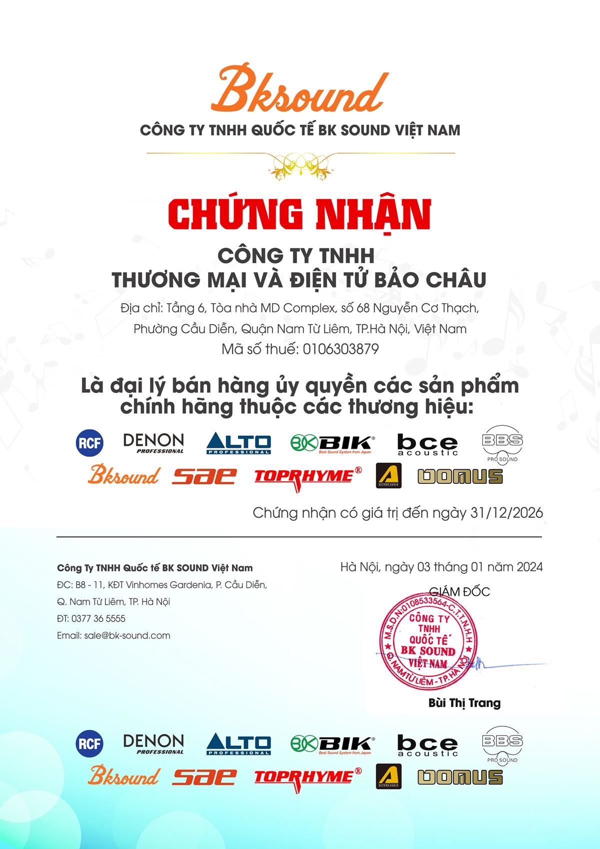 chứng nhận alto