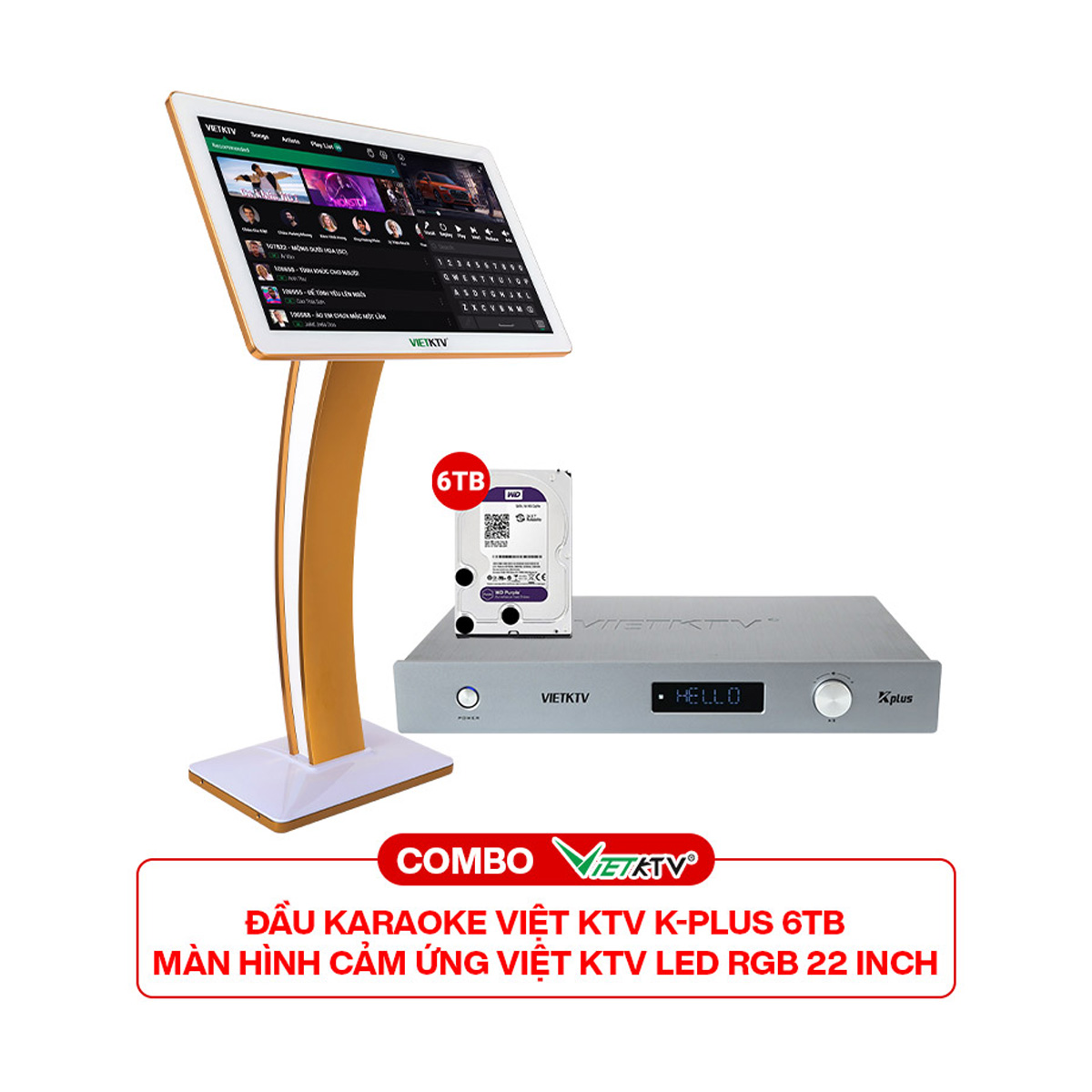 Combo Đầu Việt KTV K-Plus 6T + Màn Việt KTV Led RGB 22 inch
