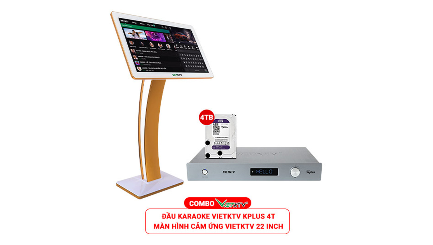Combo Đầu Việt KTV K-Plus 4T + Màn Việt KTV 22 inch