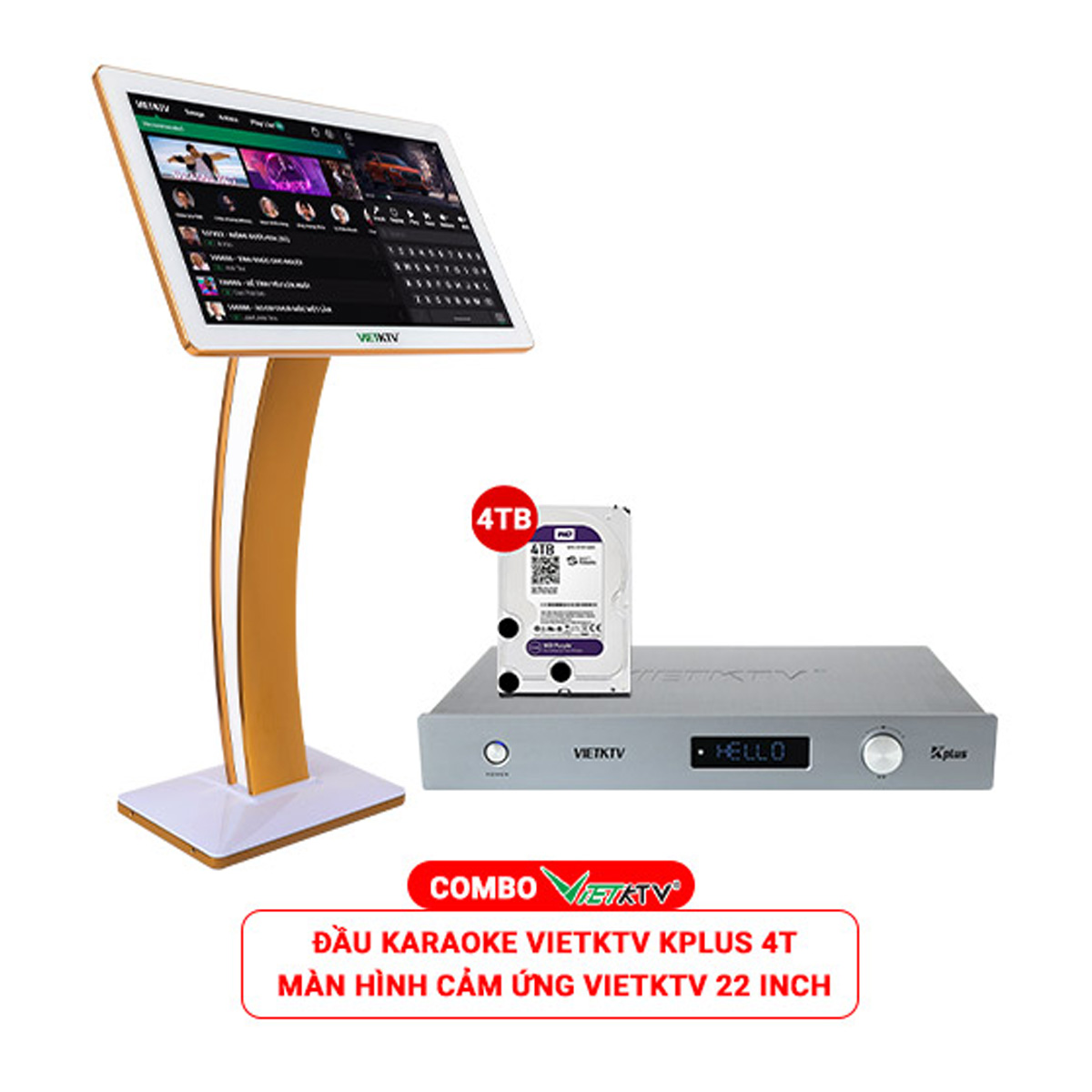 Combo Đầu Việt KTV K-Plus 4T + Màn Việt KTV 22 inch
