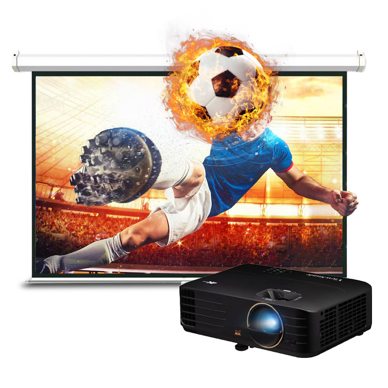 Combo máy chiếu Viewsonic PX728-4K + Màn chiếu điện 120 inch