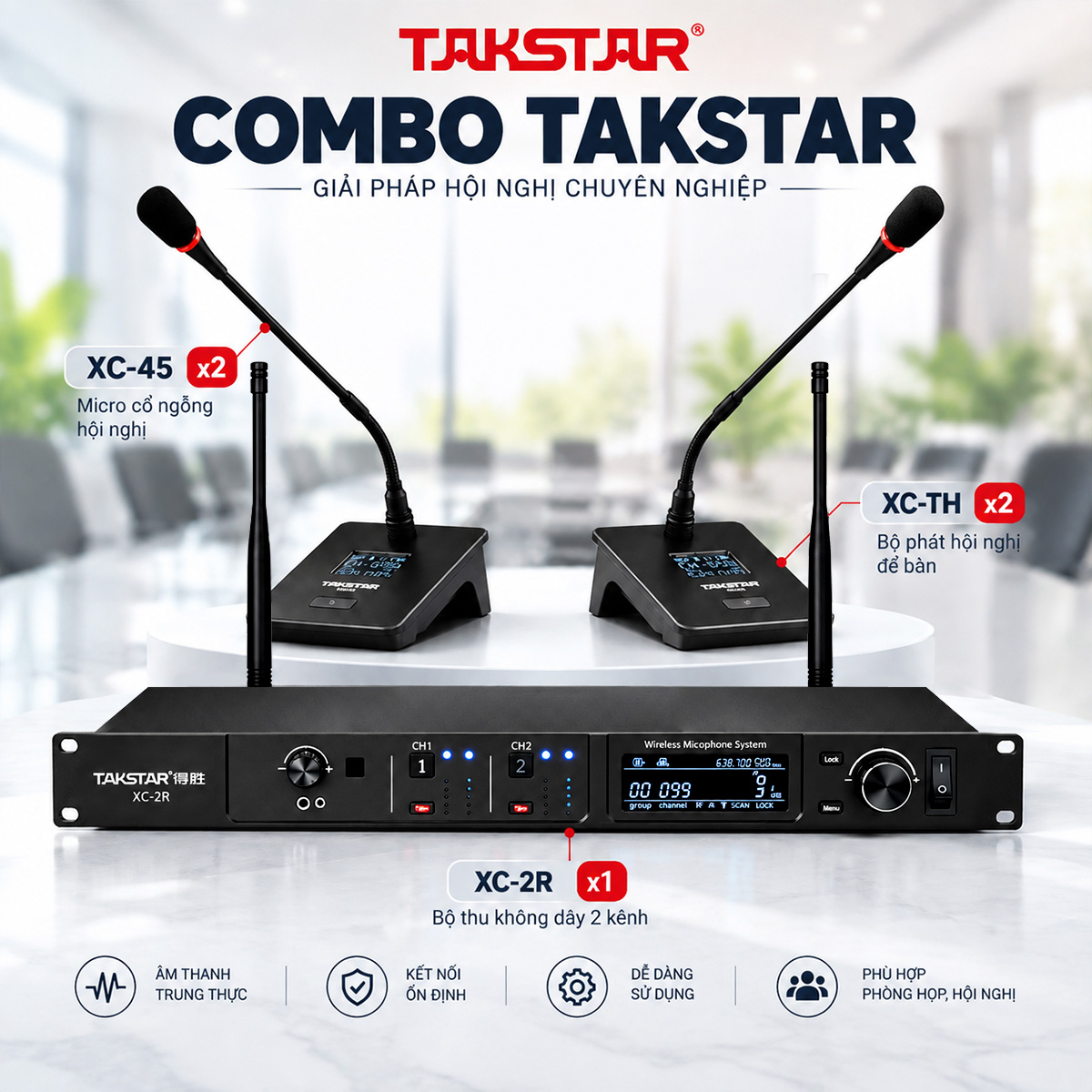 Combo micro cổ ngỗng Tasktar XC-2R + Takstar XC-45 + Takstar TC-TH