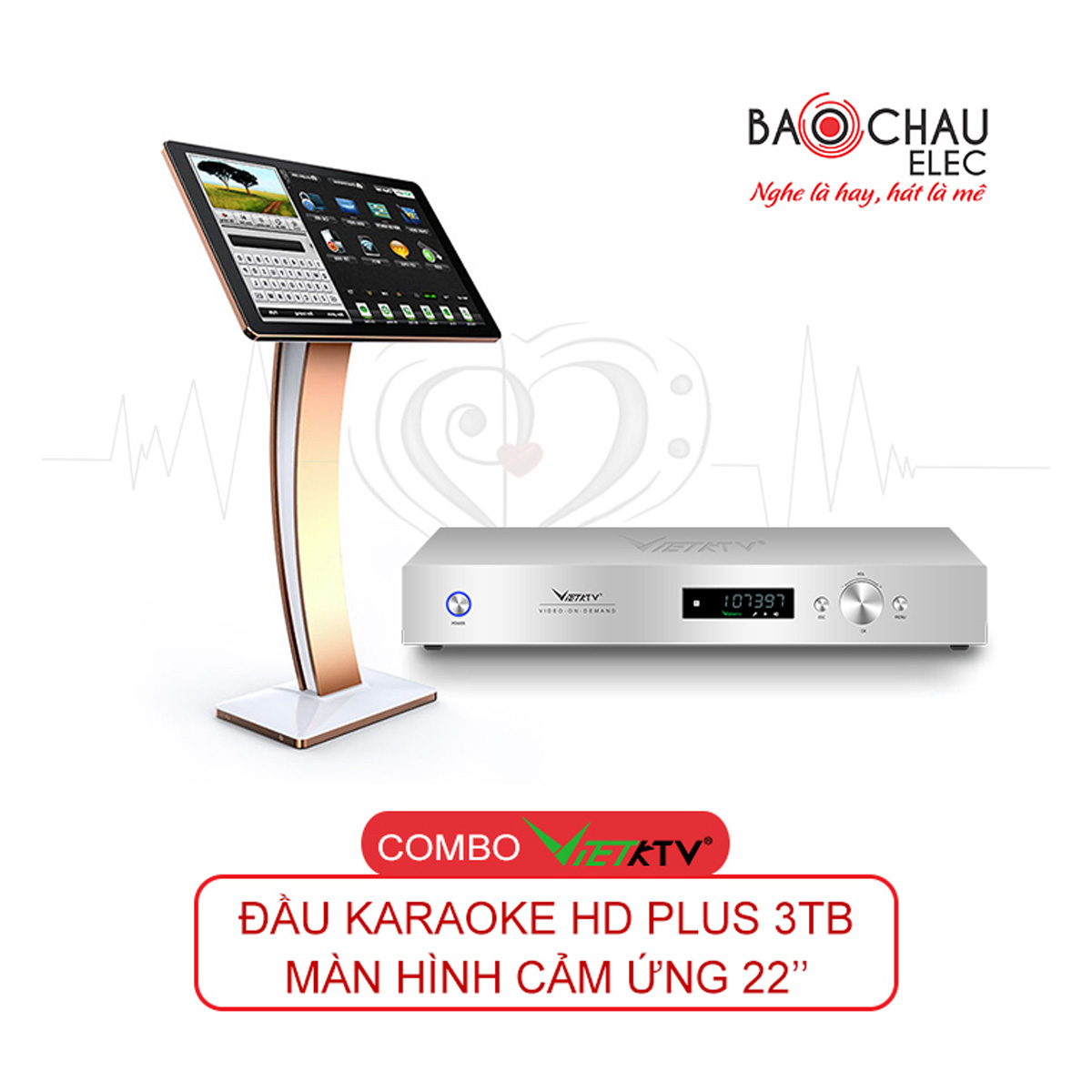 Combo VietKTV HD Plus 3TB + Màn hình 22