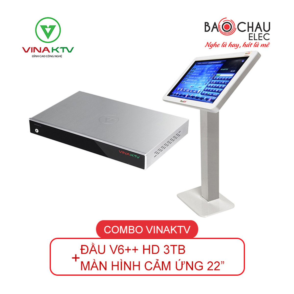 Combo VinaKTV V6++ HD và Màn hình 22