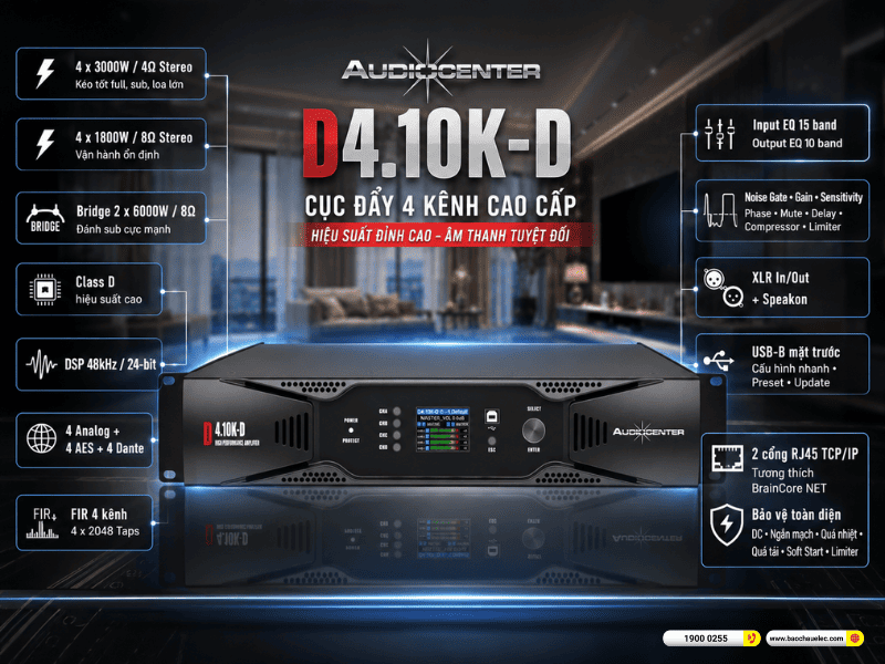Cục đẩy 4 k&ecirc;nh Audiocenter D4.10K-D