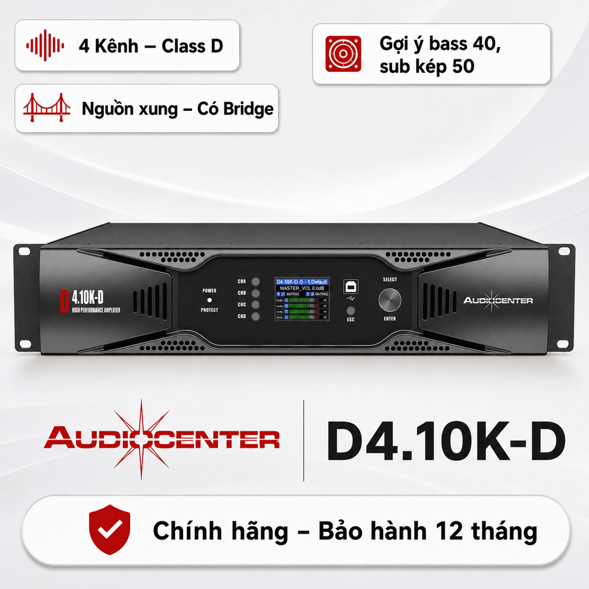 Cục đẩy 4 k&ecirc;nh Audiocenter D4.10K-D