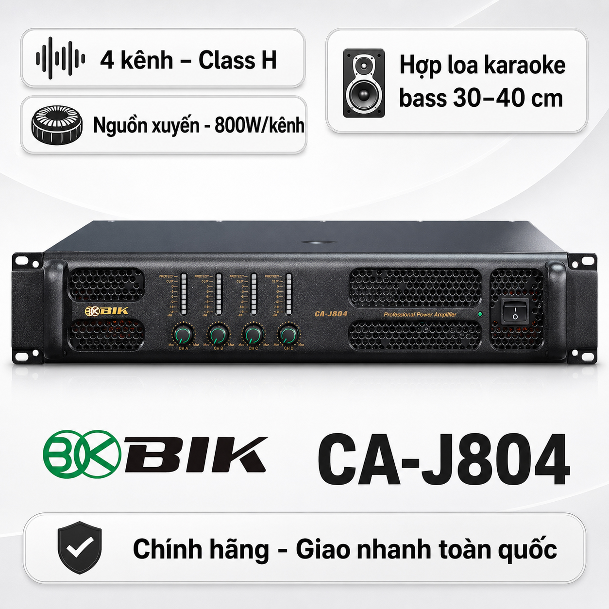 Cục đẩy công suất 4 kênh BIK CA-J804 (800W)