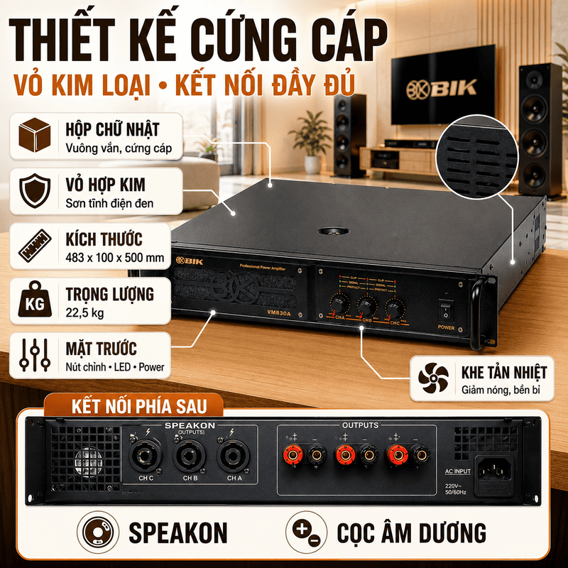 cục đẩy c&ocirc;ng suất BIK VM 830A
