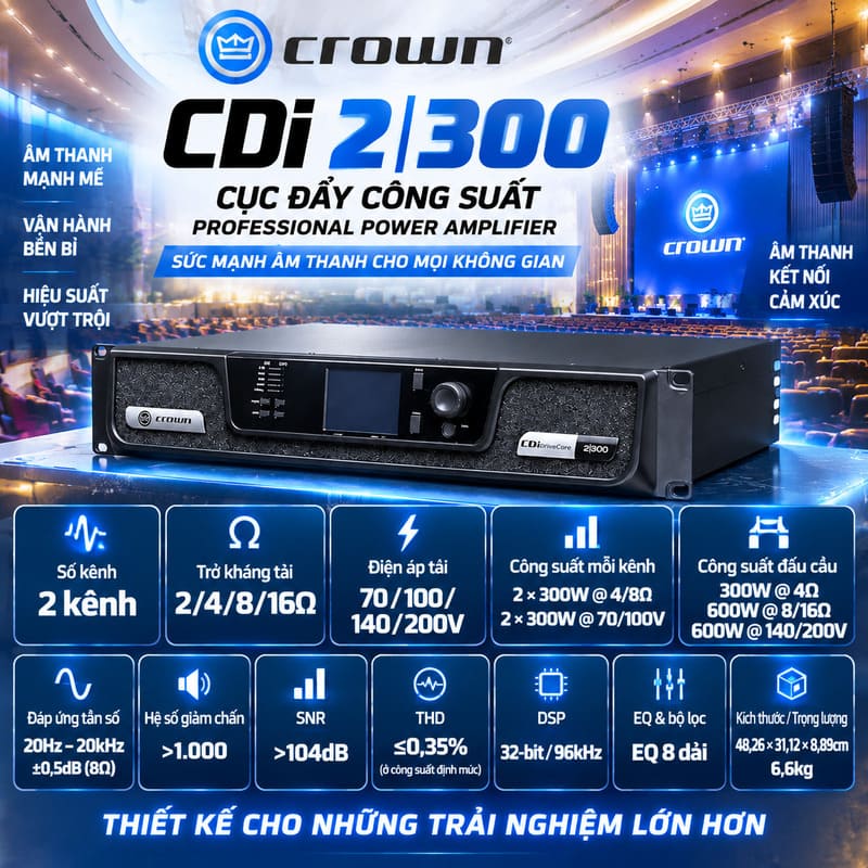 Cục đẩy c&ocirc;ng suất Crown CDi 2|300