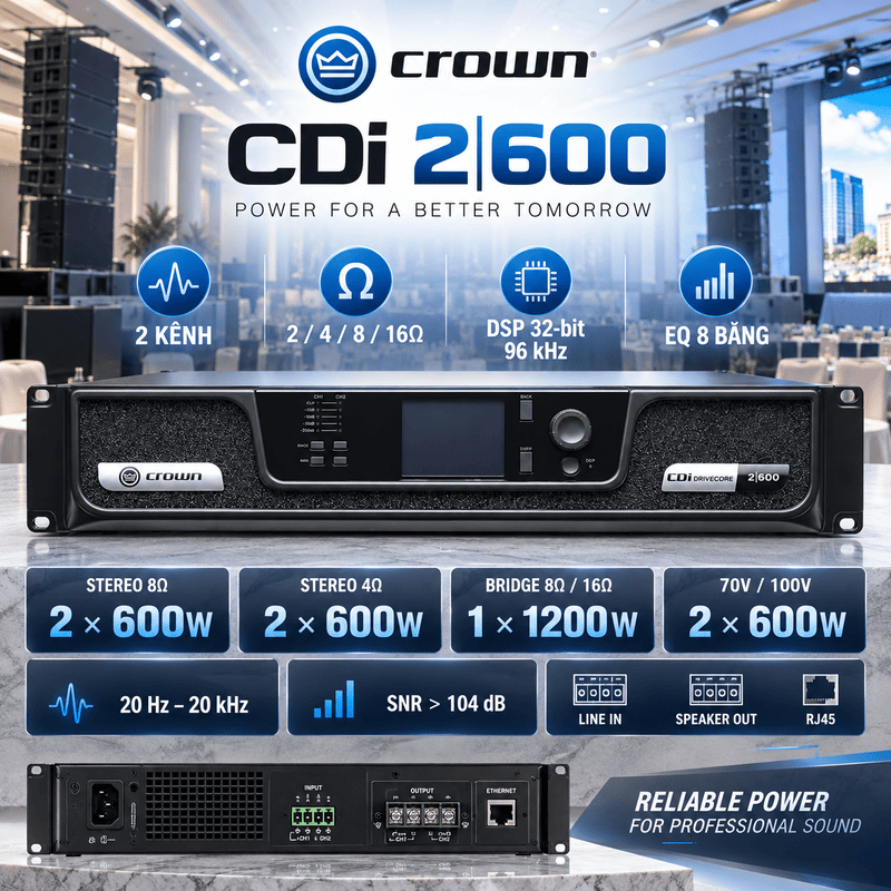 Cục đẩy c&ocirc;ng suất Crown CDi 2|600