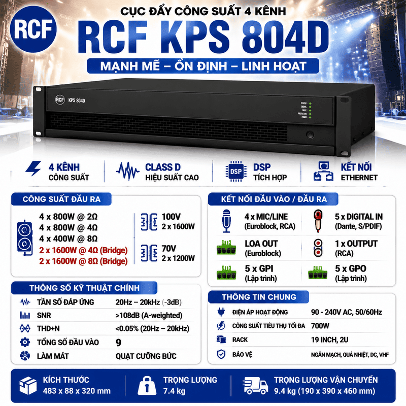 Cục đẩy c&ocirc;ng suất RCF KPS 804D