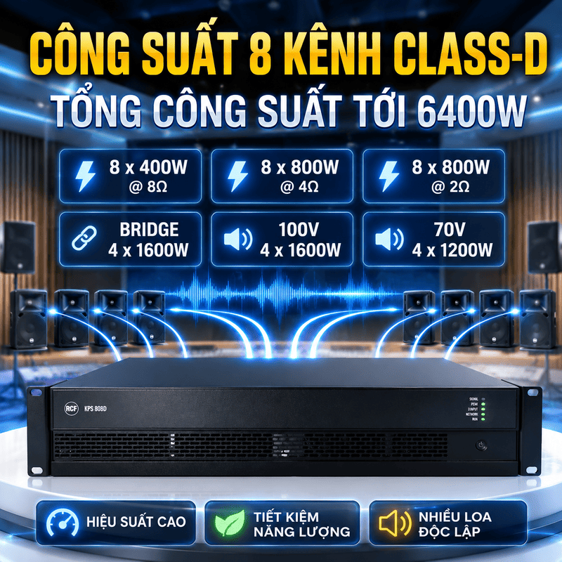 Cục đẩy c&ocirc;ng suất 8 k&ecirc;nh RCF KPS 808D