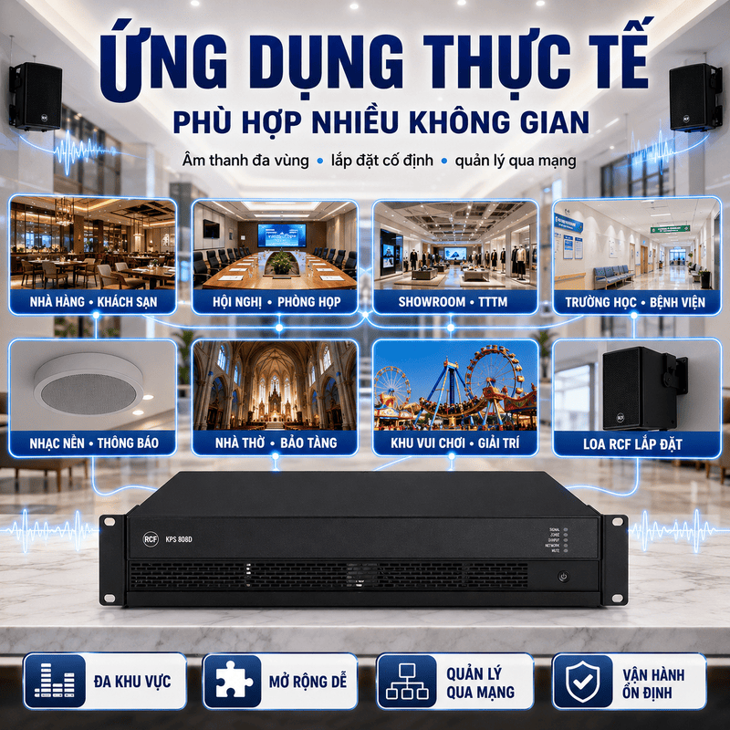 Cục đẩy c&ocirc;ng suất 8 k&ecirc;nh RCF KPS 808D