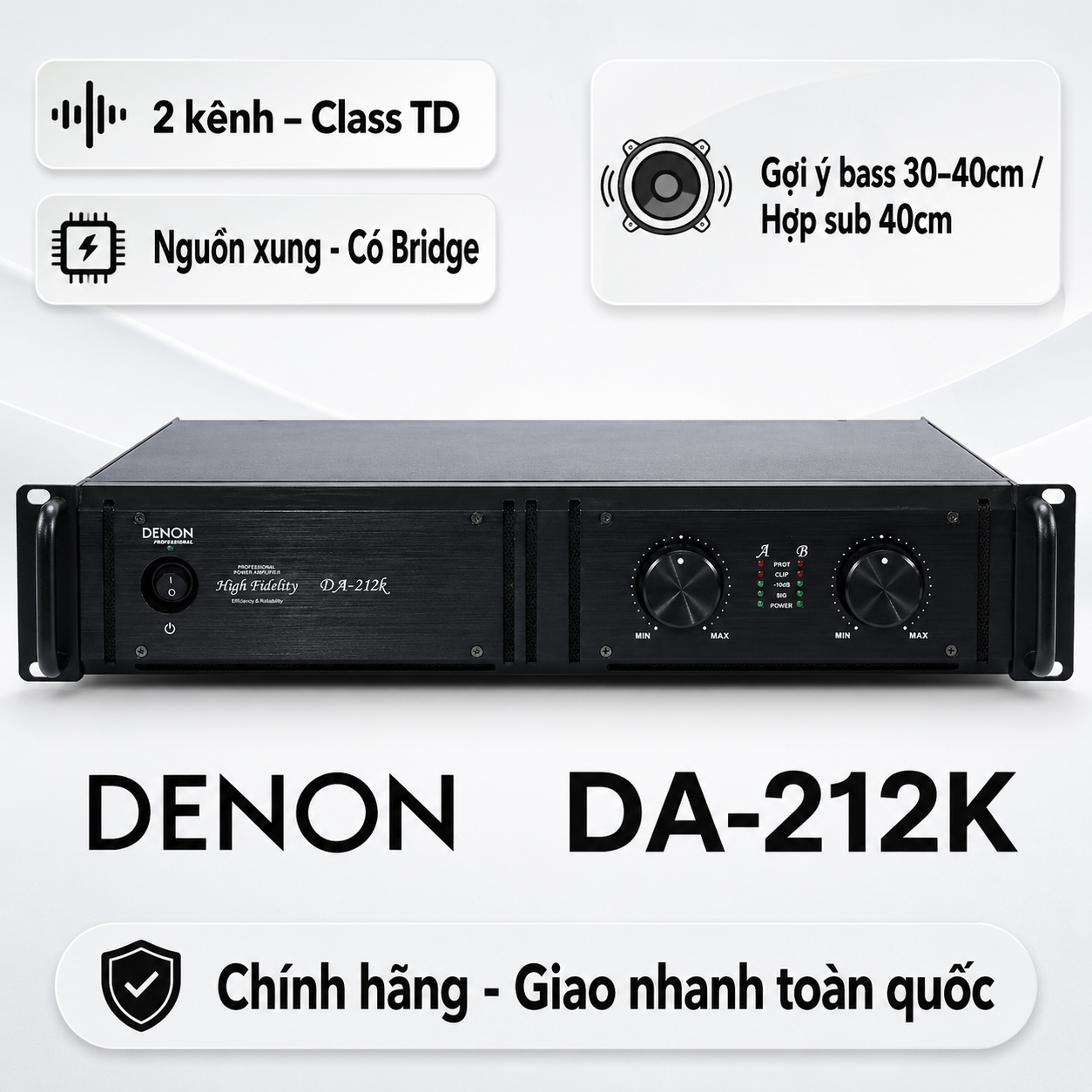 Cục đẩy công suất 2 kênh Denon DA-212K (Nguồn xung, Class TD, 1200W)