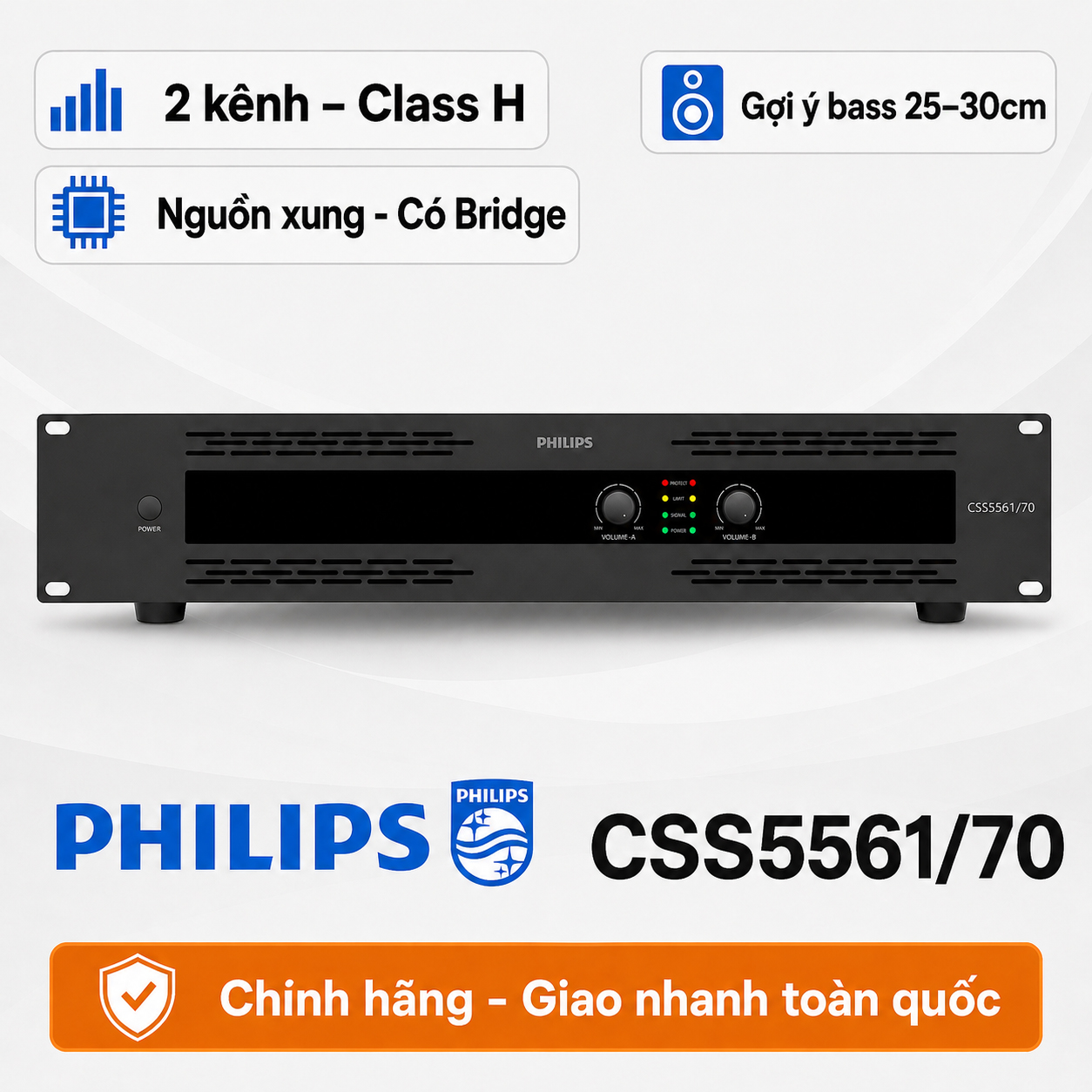 Cục đẩy công suất Philips CSS5561/70 (2 kênh, 600W, Class H)