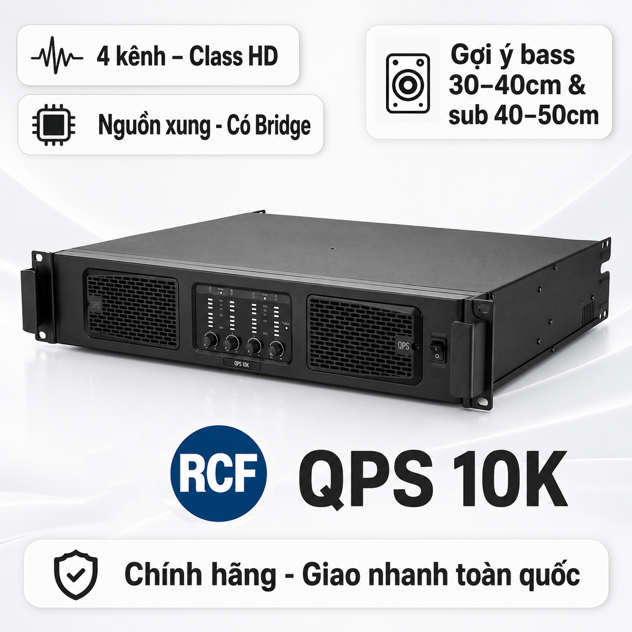 Cục đẩy công suất 4 kênh RCF QPS 10K (Class HD, 1400W) - Hình 1