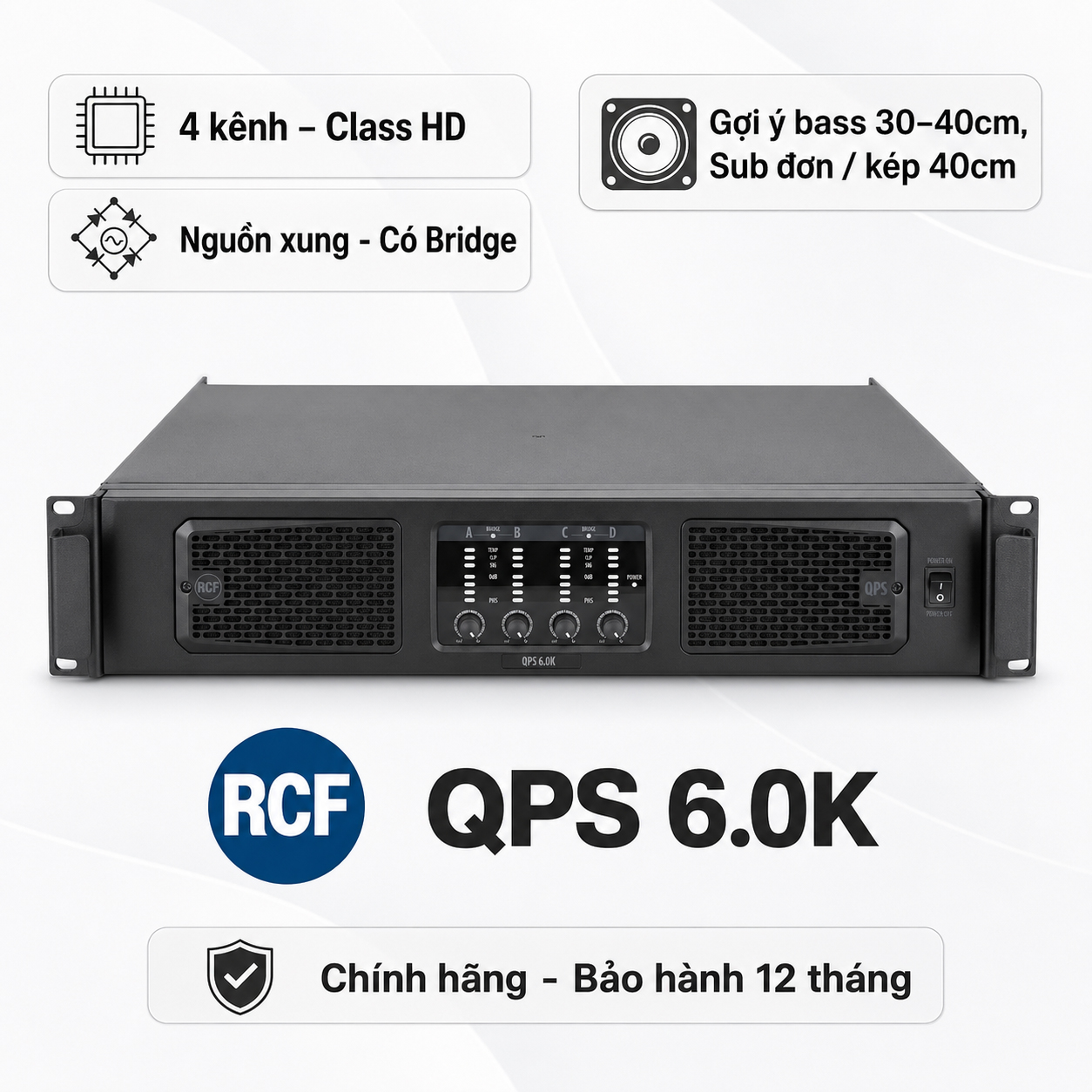 Cục đẩy công suất 4 kênh RCF QPS 6.0K (Class HD, 700W)