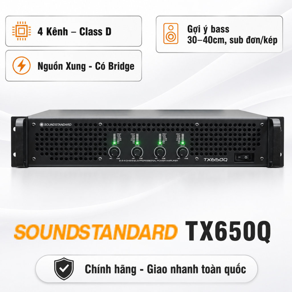 Cục đẩy công suất SoundStandard TX650Q (4 kênh)