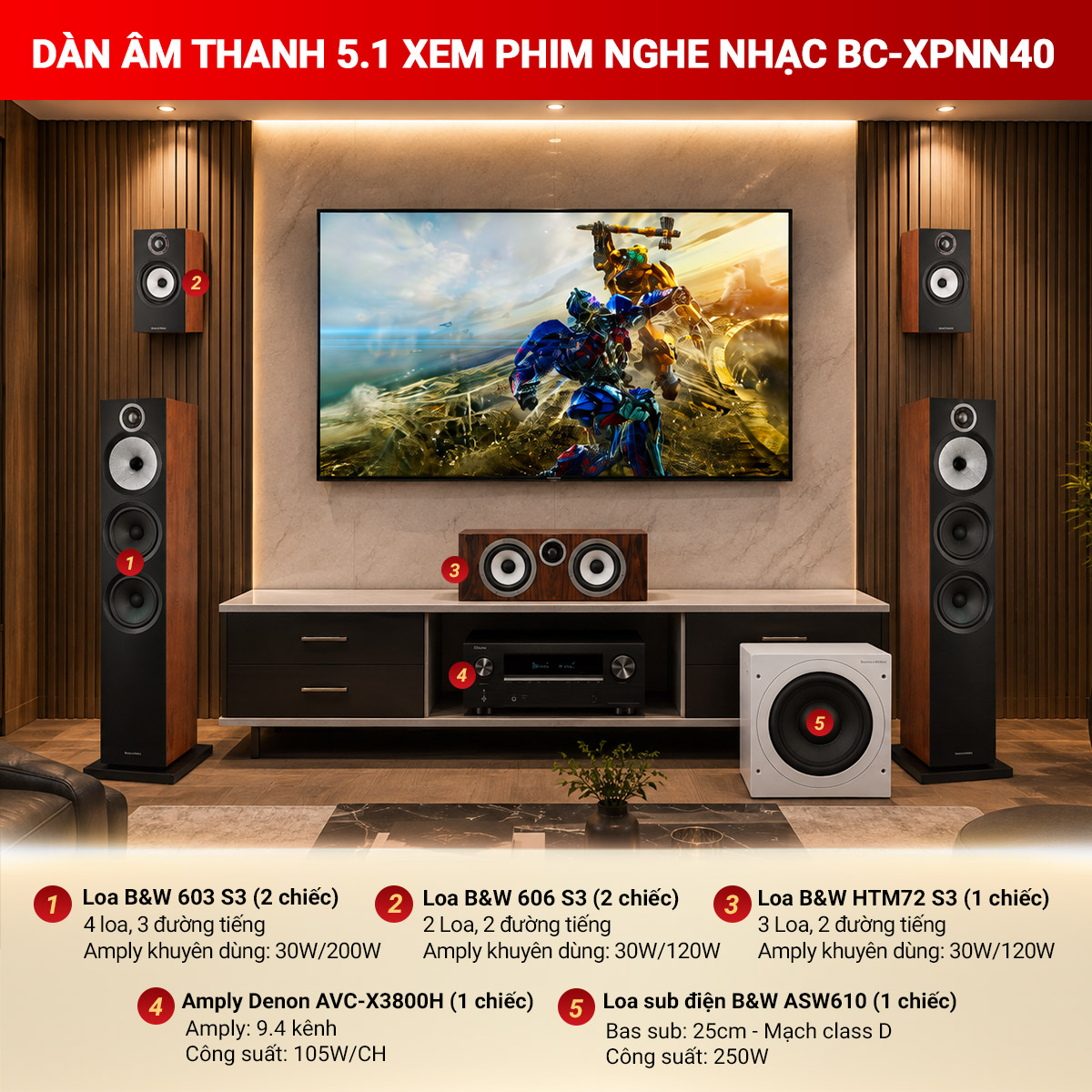 D&agrave;n &acirc;m thanh 5.1 xem phim nghe nhạc BC-XPNN40