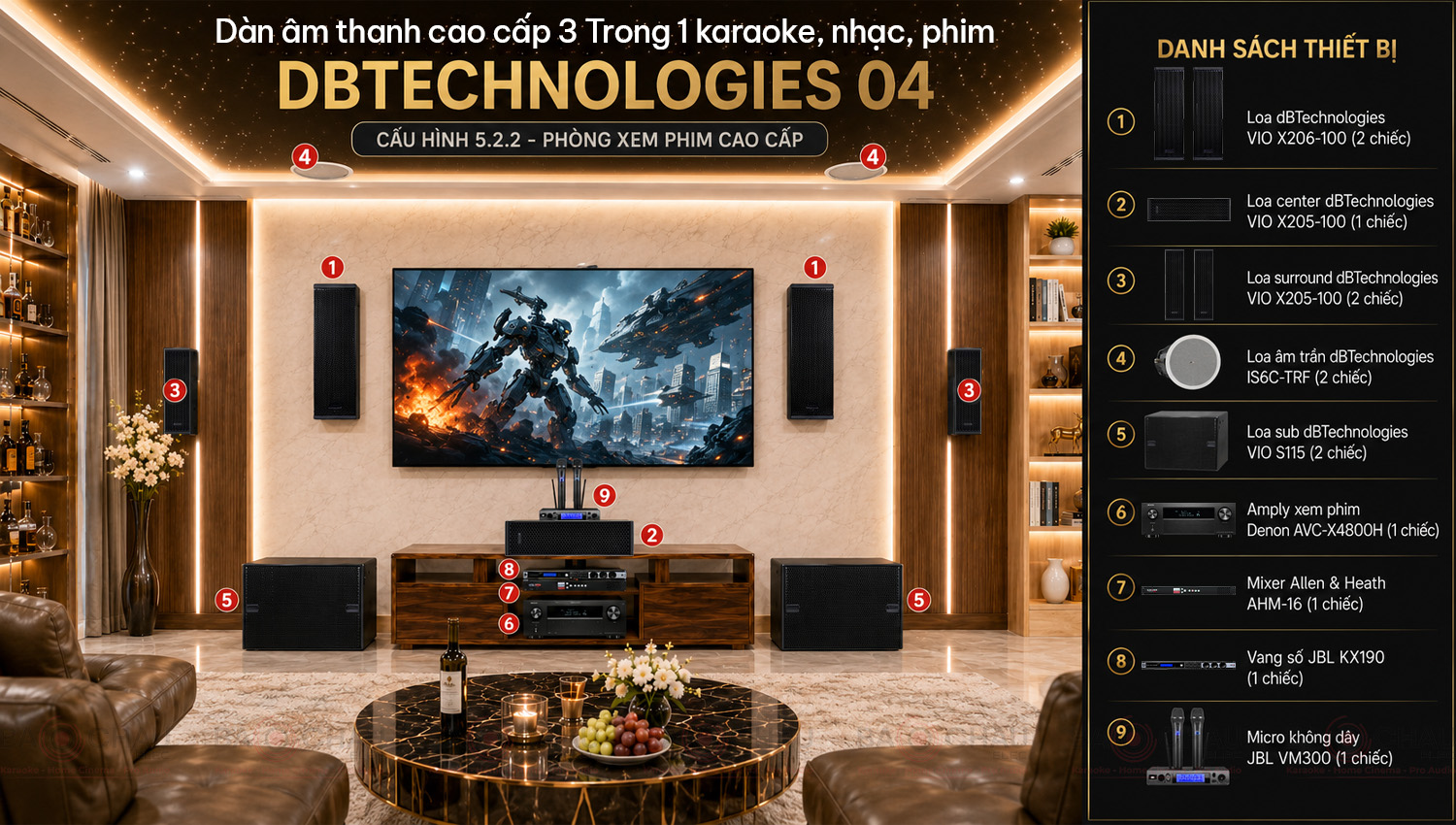 D&agrave;n &acirc;m thanh cao cấp 3 Trong 1 karaoke, nhạc, phim dBTechnologies 04
