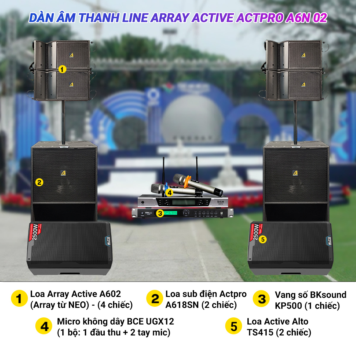 D&agrave;n &acirc;m thanh Line Array Active Actpro A6N 02