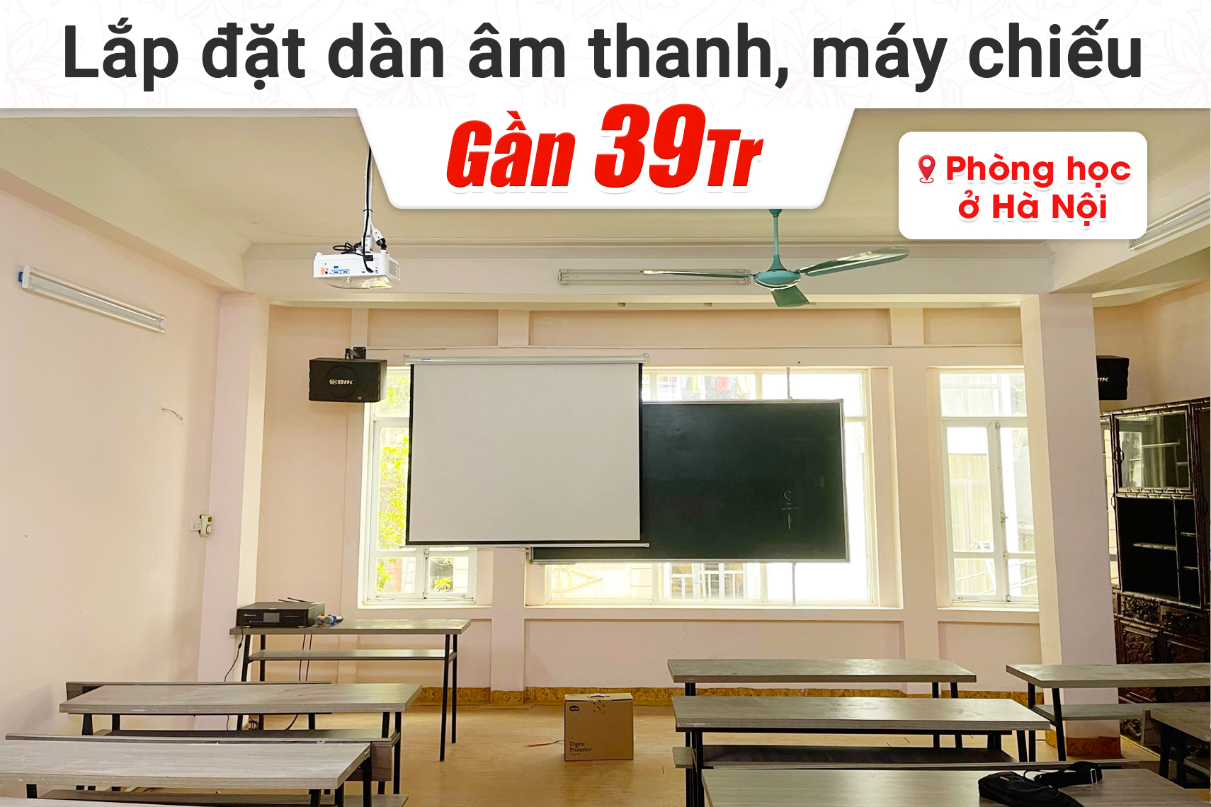 Lắp đặt dàn âm thanh, máy chiếu gần 39tr cho phòng học tại Hà Nội (BIK BJ-S668, DKA 5500, BenQ MW560, BenQ MX550)