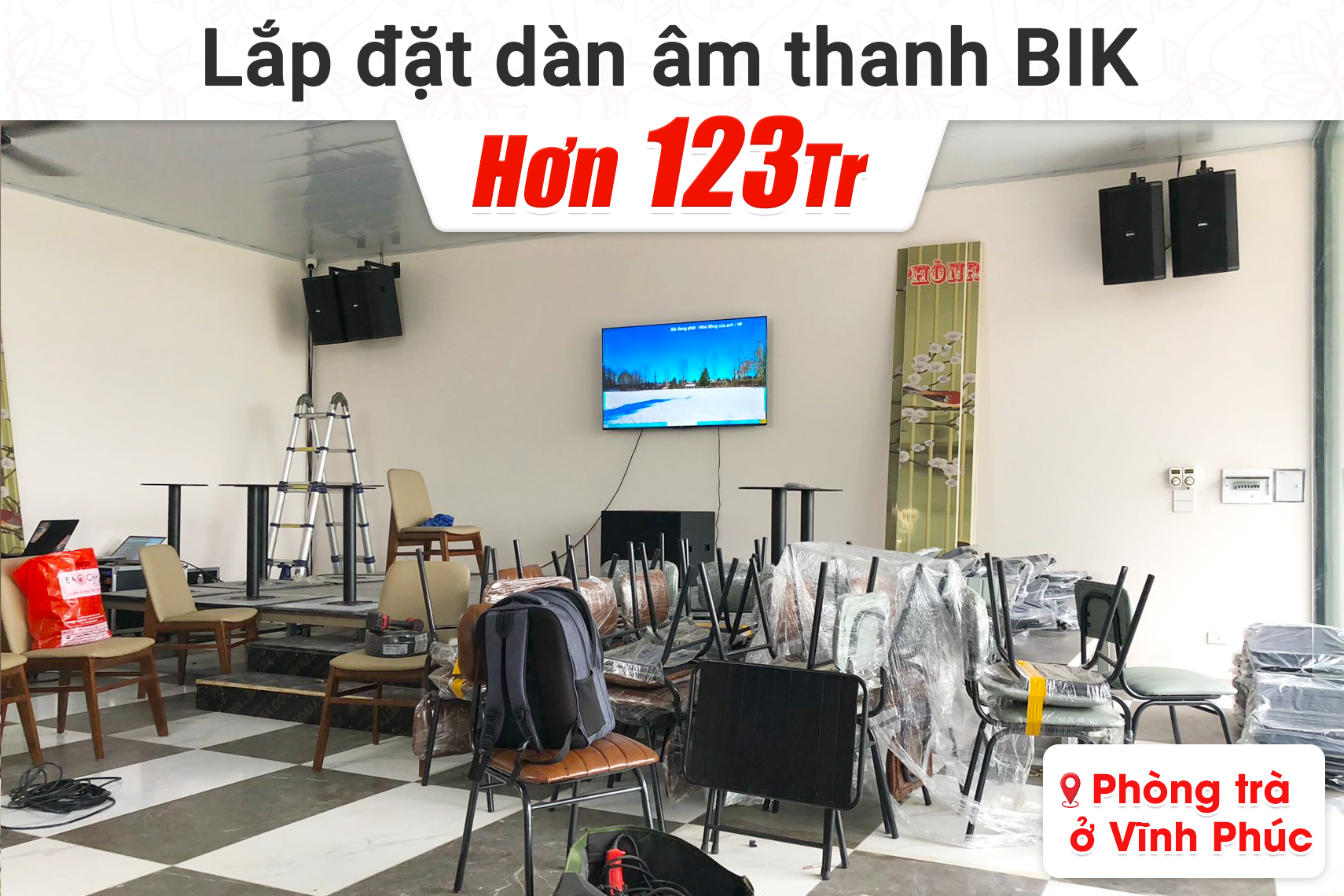 Lắp đặt dàn âm thanh BIK gần 123tr cho phòng trà tại Vĩnh Phúc (BIK BSP 412II, TD8004, JBL KX180A, KSP-W181, BJ-U600,…)