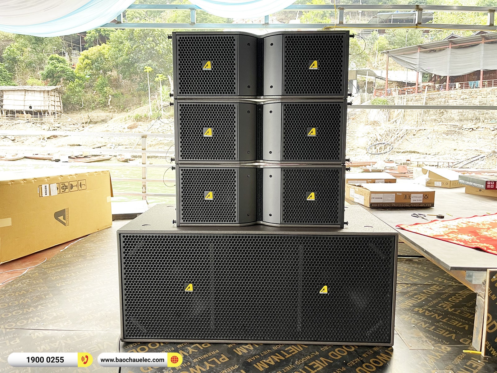 Lắp đặt d&agrave;n Line Array Actpro sự kiện, đ&aacute;m cưới khoảng 162tr cho anh B&ugrave;i tại Sơn La (Actpro KR210, Actpro KR28, FP14000, DSP48,&hellip;)
