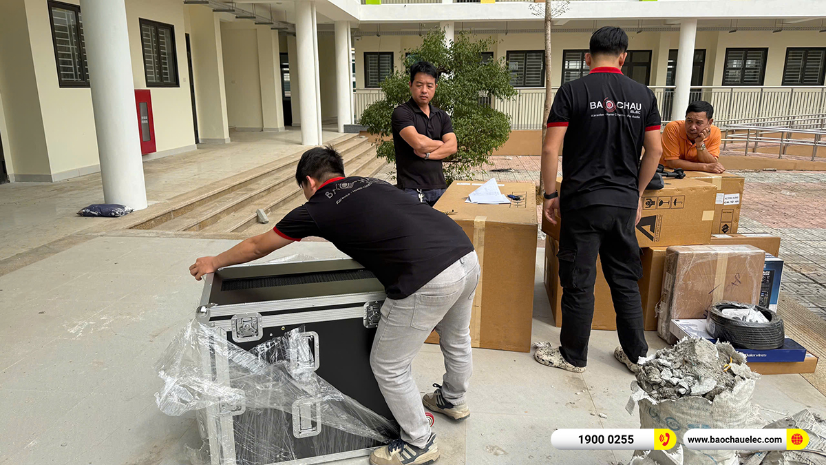 Lắp đặt d&agrave;n Line Array Actpro sự kiện, s&acirc;n khấu cho Trường THCS Trung H&ograve;a tại H&agrave; Nội 