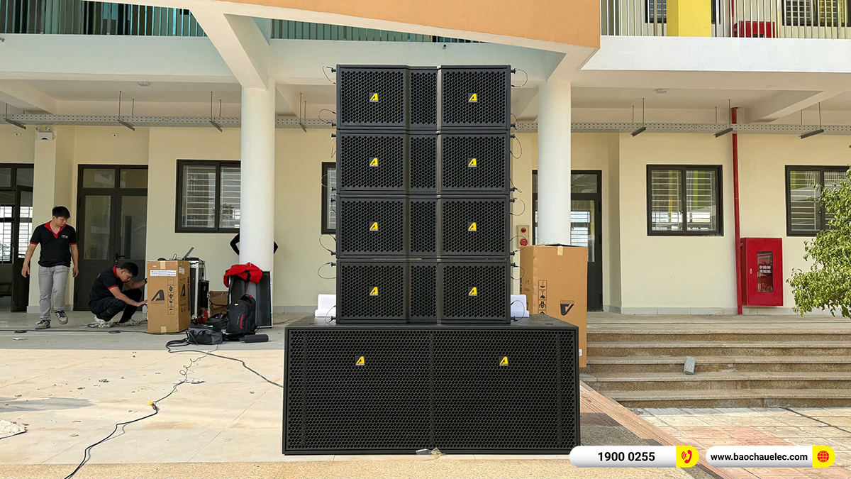 Lắp đặt d&agrave;n Line Array Actpro sự kiện, s&acirc;n khấu cho Trường THCS Trung H&ograve;a tại H&agrave; Nội 