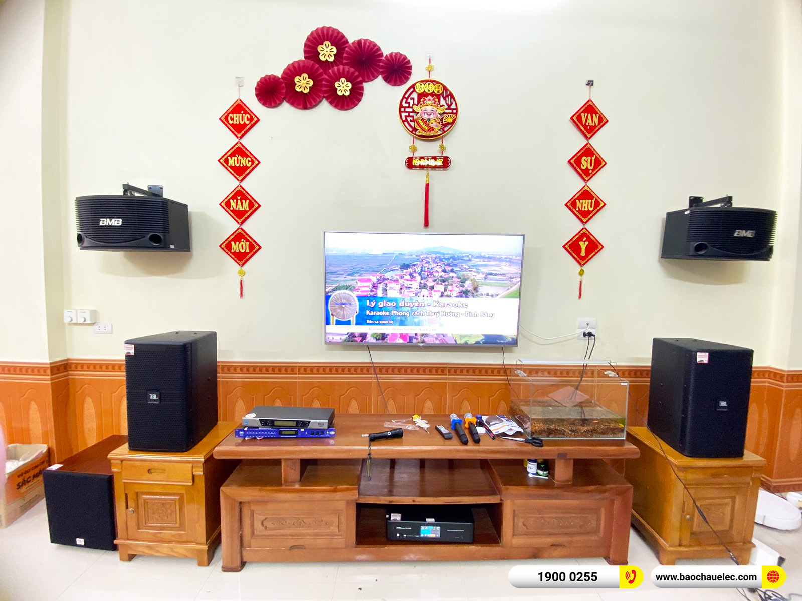 Lắp đặt d&agrave;n karaoke JBL gần 44tr cho anh Hiếu tại Bắc Giang (JBL KP4010 G2, BKSound DKA 8500, SW512C) 