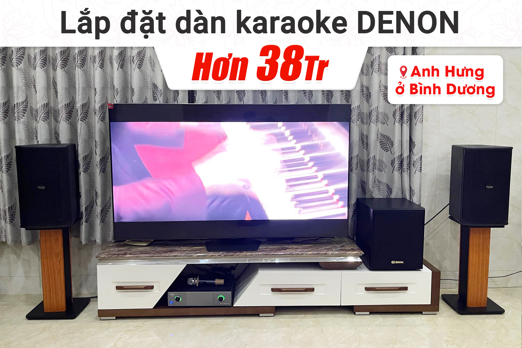 Lắp đặt dàn karaoke Denon hơn 38tr cho anh Hưng tại Bình Dương