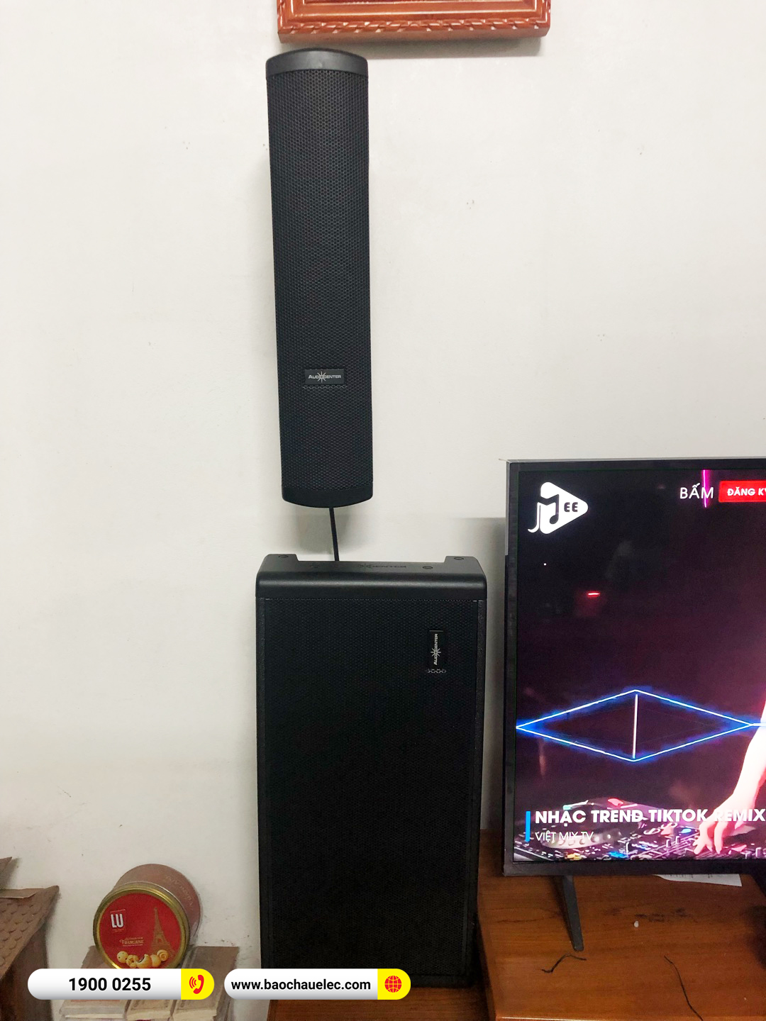 Lắp đặt d&agrave;n karaoke gắn tường Audiocenter cho anh Khu&ecirc; tại H&agrave; Nội