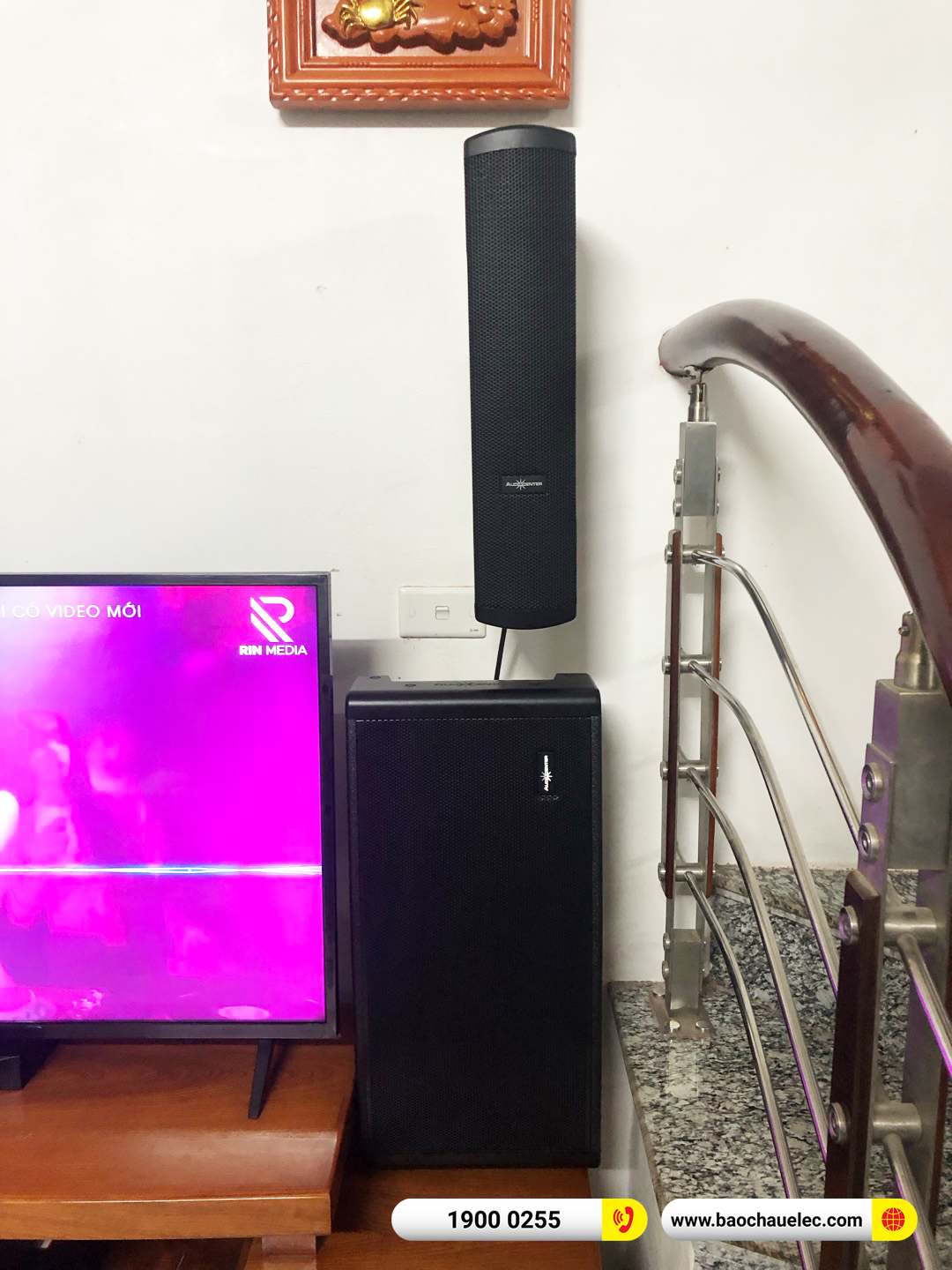 Lắp đặt d&agrave;n karaoke gắn tường Audiocenter cho anh Khu&ecirc; tại H&agrave; Nội