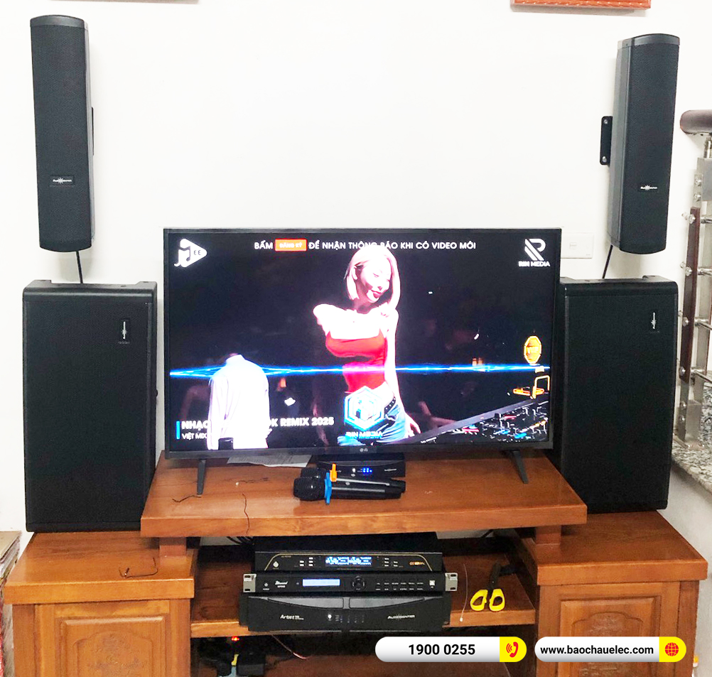 Lắp đặt d&agrave;n karaoke gắn tường Audiocenter cho anh Khu&ecirc; tại H&agrave; Nội