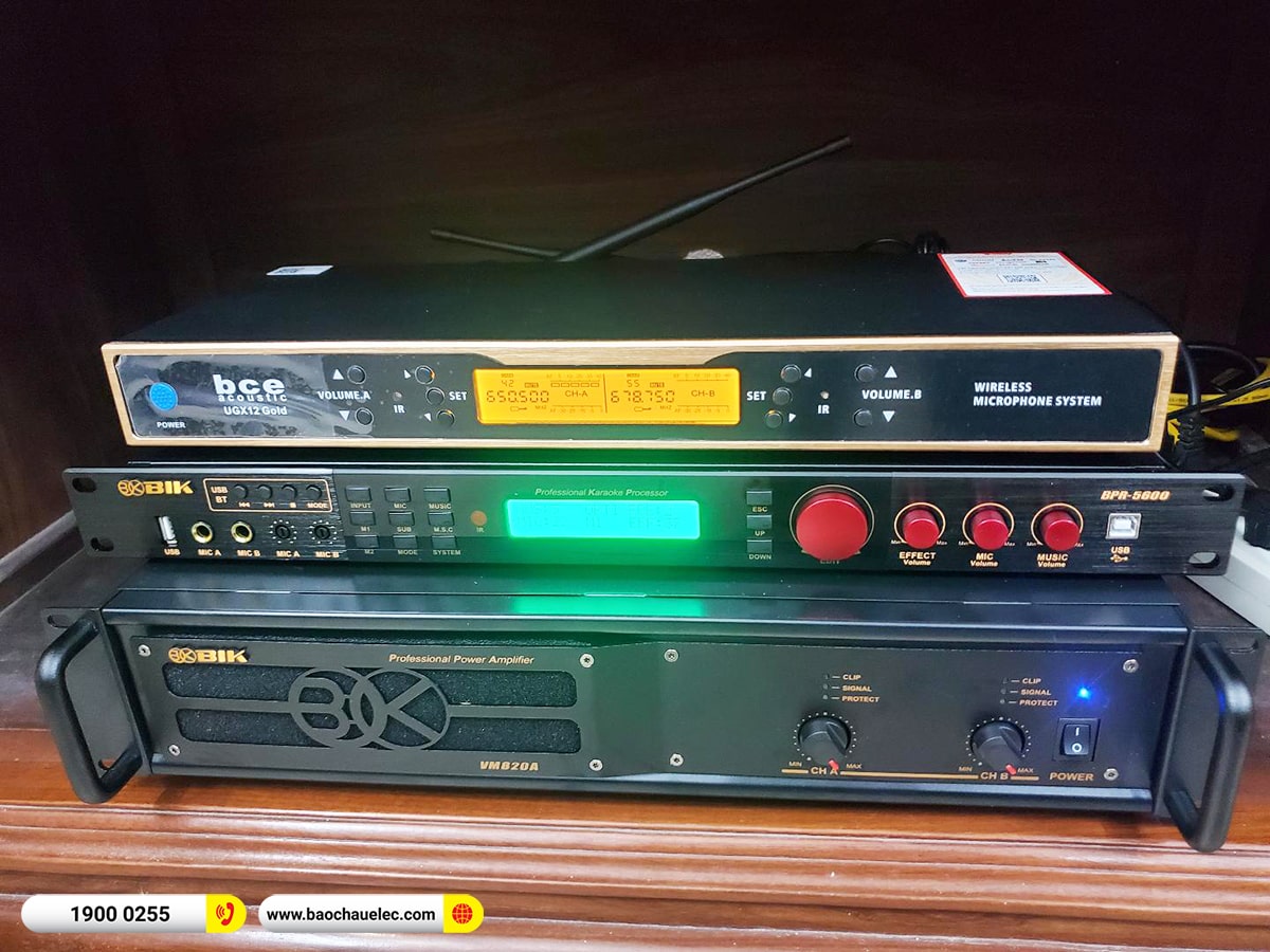 Lắp đặt dàn karaoke BIK hơn 44tr cho anh Huynh tại Hà Nội (BIK BSP 412II, VM820A, BPR-5600, SW815C, UGX12 Gold)