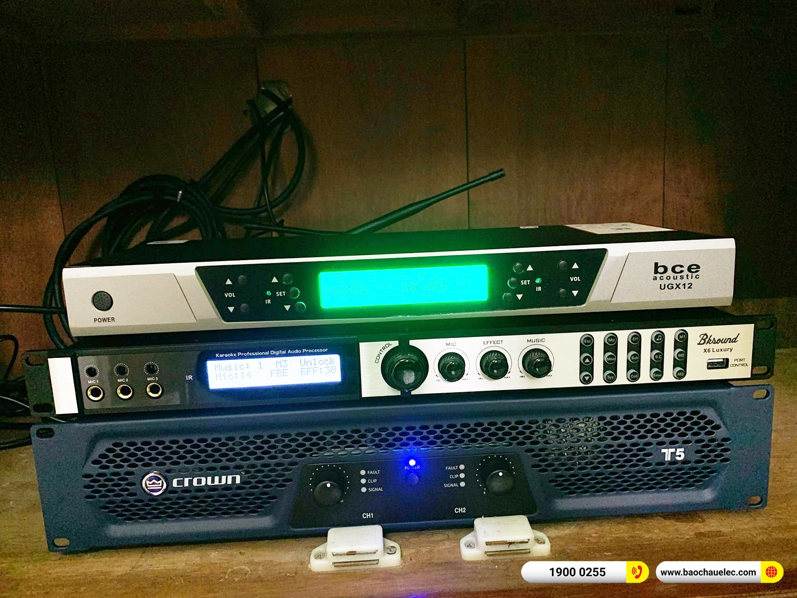 Lắp đặt d&agrave;n karaoke BIK hơn 37tr cho anh Nam tại H&agrave; Nội (BIK BSP 412II, Crown T5, X6 Luxury, BCE UGX12)