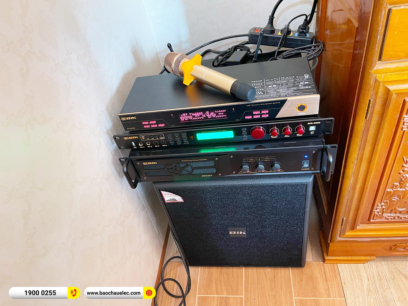 Lắp đặt d&agrave;n karaoke BIK hơn 47tr cho anh Thức tại Hải Ph&ograve;ng (BIK BSP 412II, VM630A, BPR-5600, BJ-W35, BJ-U600) 