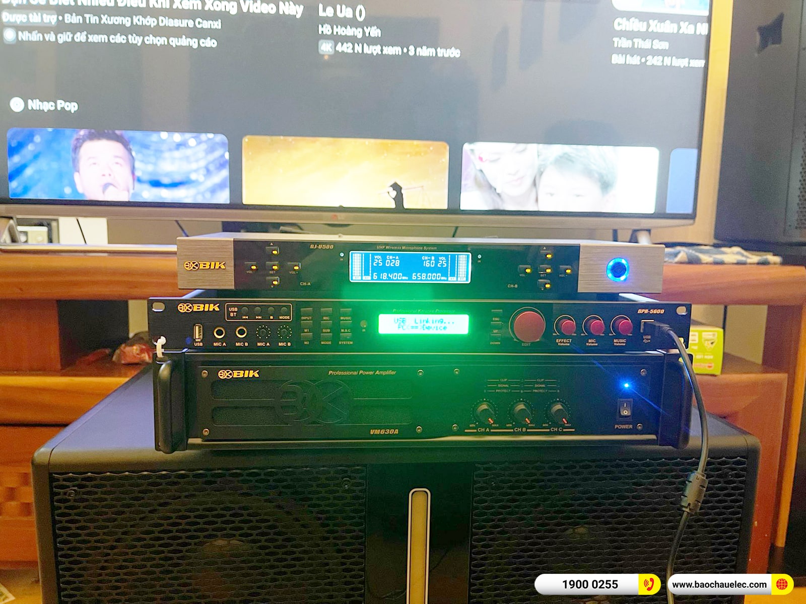 Lắp đặt d&agrave;n karaoke BIK gần 42tr cho ch&uacute; H&ugrave;ng tại H&agrave; Nội (BIK BSP 410II, VM630A, BPR-5600, W66 Plus, BJ-U500)