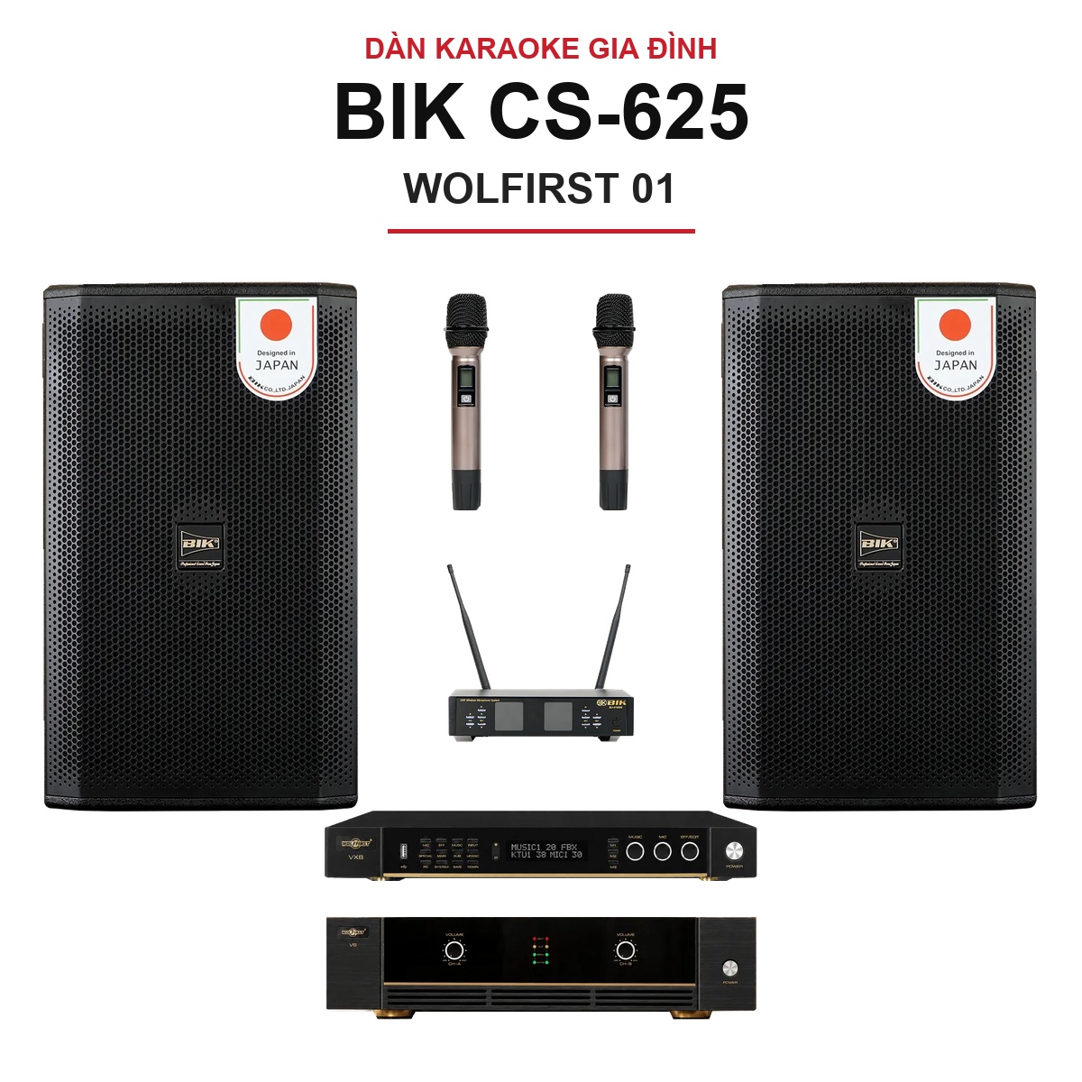 Dàn karaoke BIK CS-625 Wolfirst 01 đầy đủ thiết bị