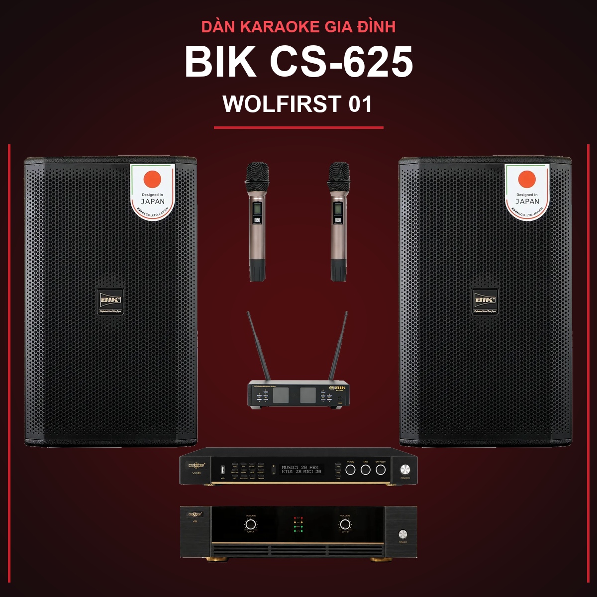Combo BIK CS-625 Wolfirst 01 nền đen đỏ