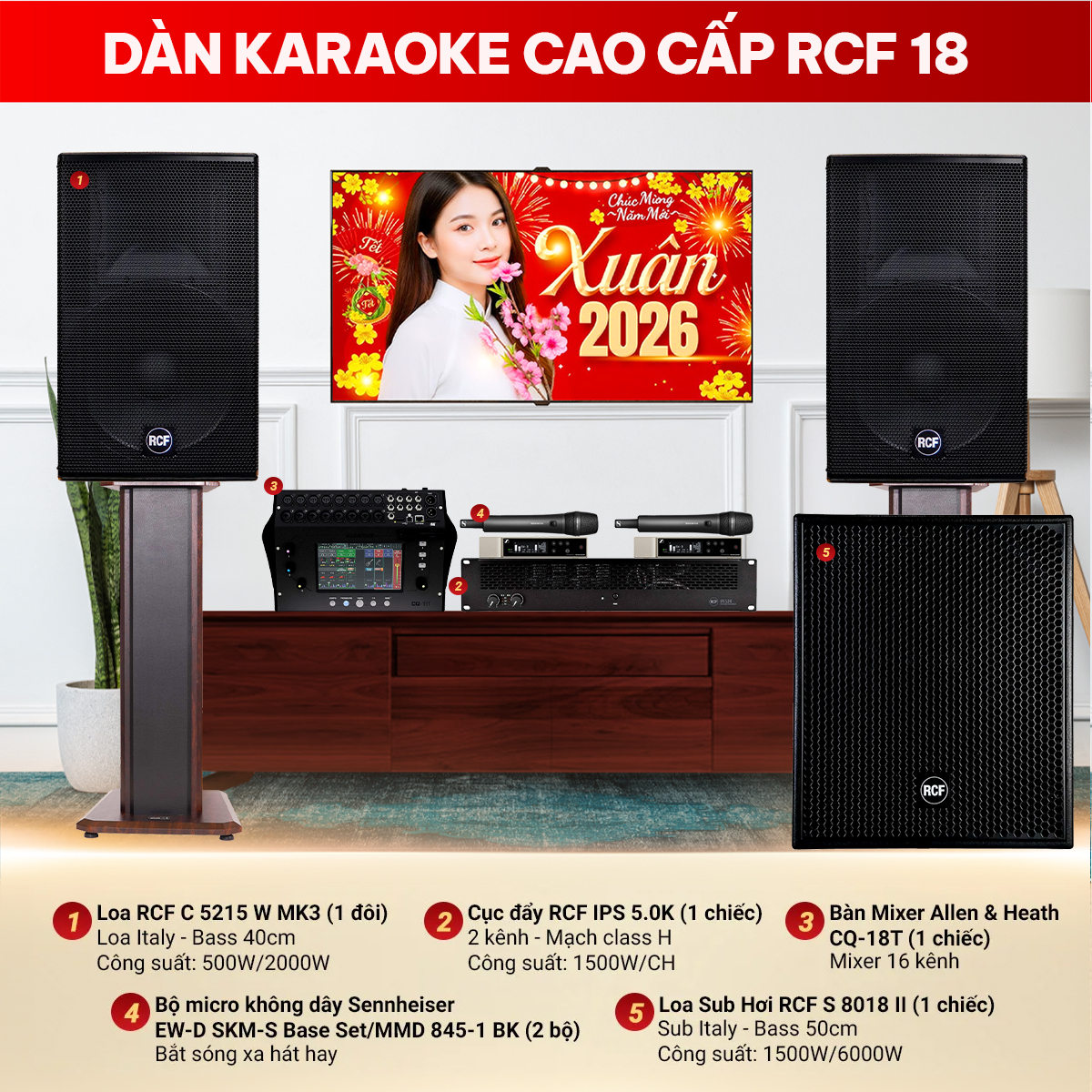 D&agrave;n karaoke cao cấp RCF 18