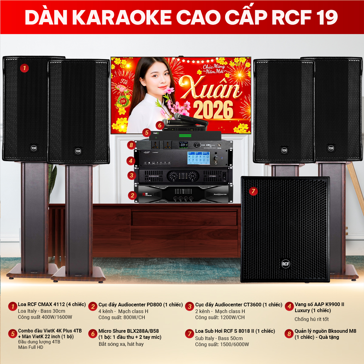 Dàn karaoke cao cấp RCF 19
