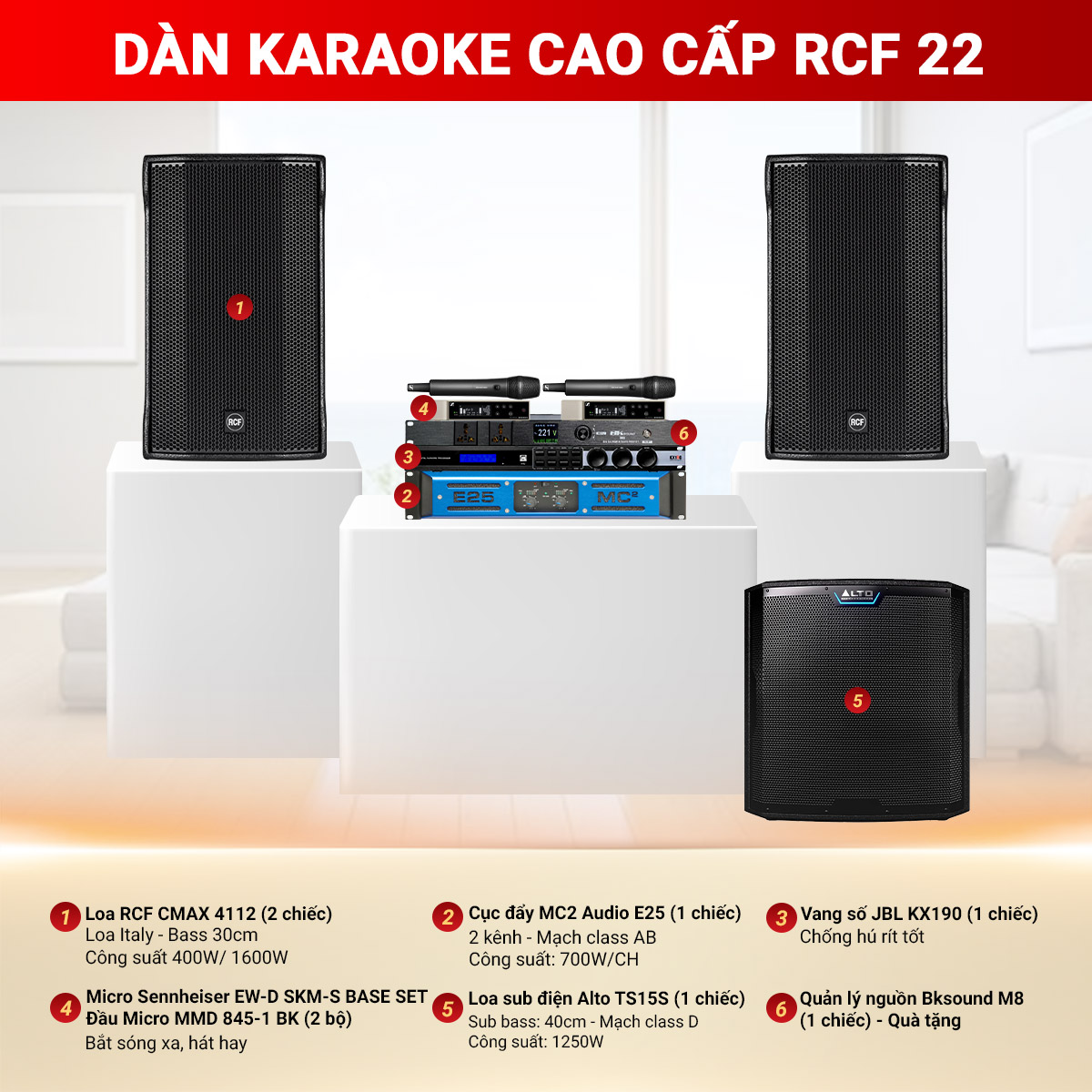 D&agrave;n karaoke cao cấp RCF 22