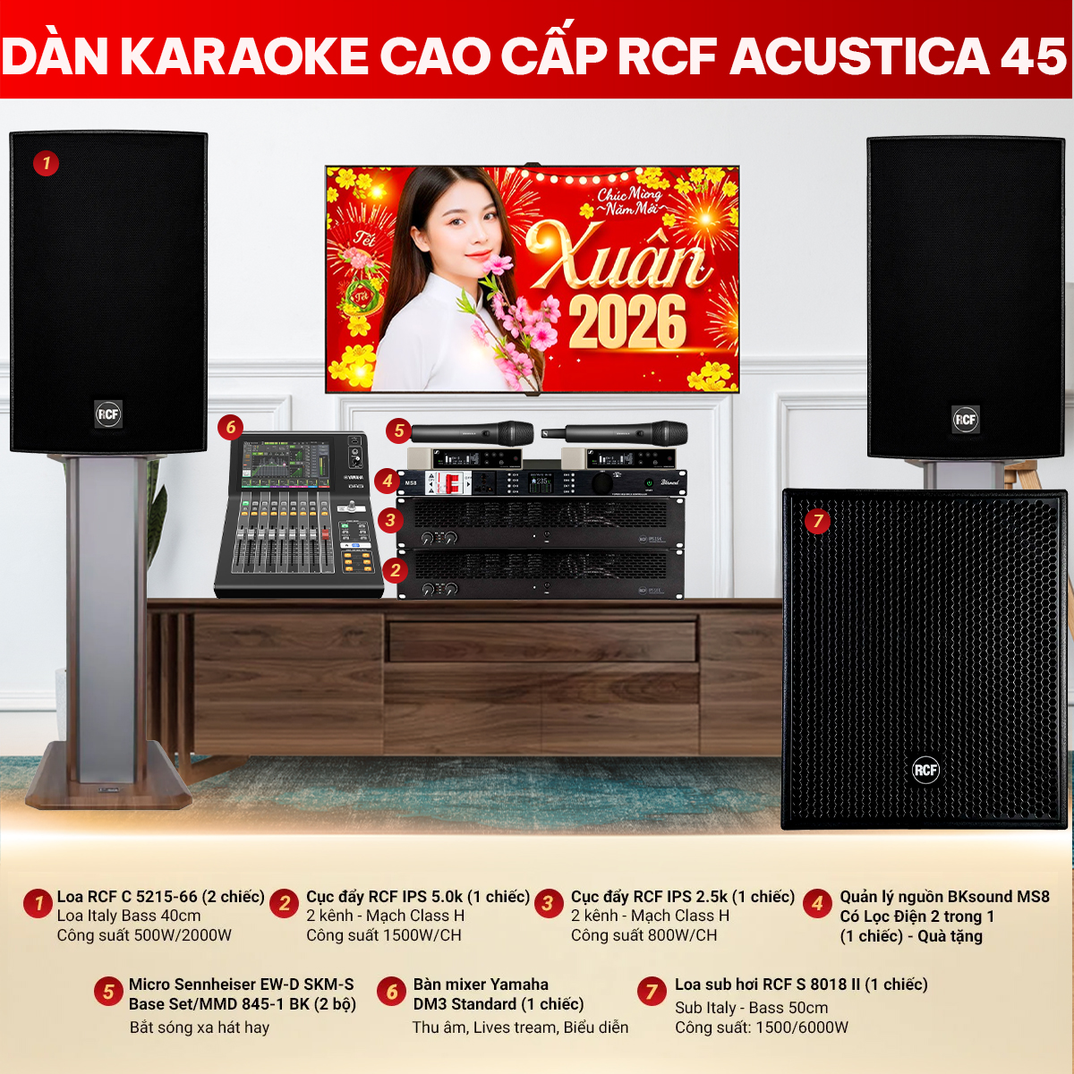 D&agrave;n karaoke cao cấp RCF Acustica 45